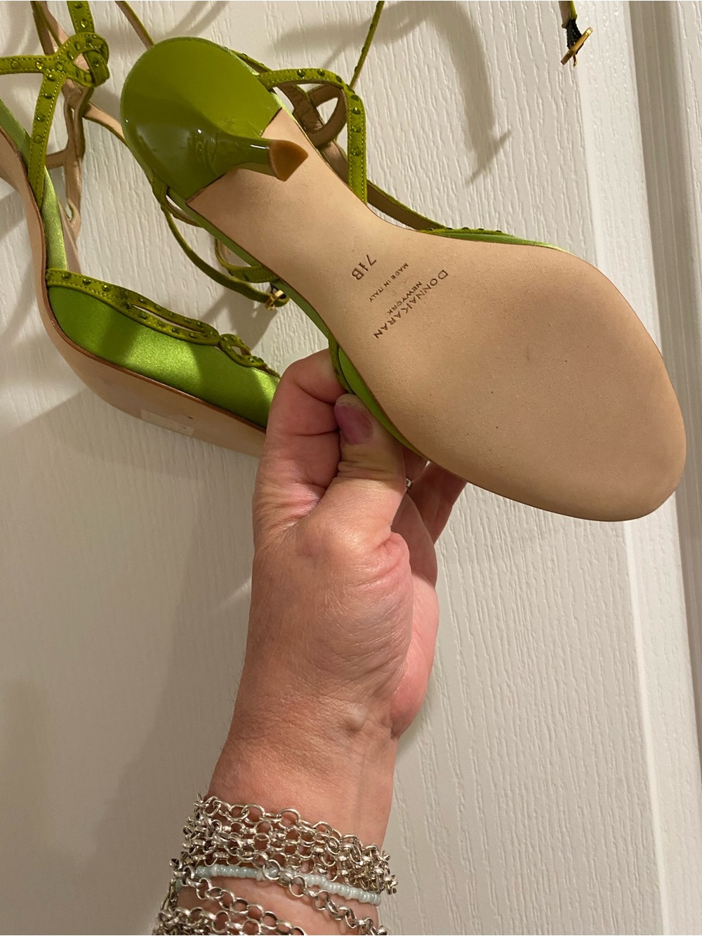 Donna Karan Lime Green Lace-Up Heels - Picture 5 of 7